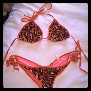 Doll swimwear bright orange leopard bikini